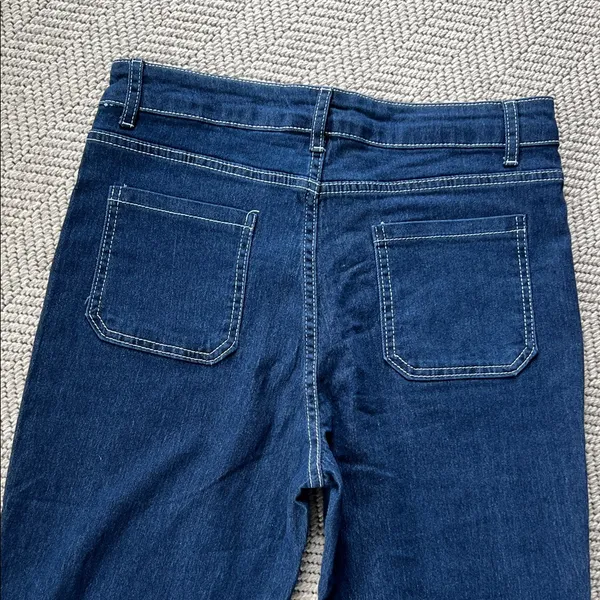 Classic Women's Dark Blue High Rise Straight-Leg Jeans - Image 7