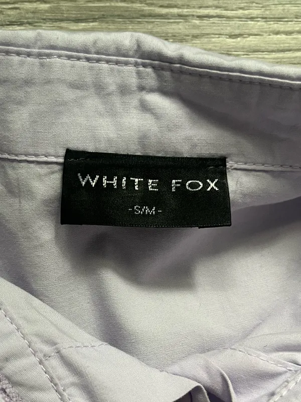 White Fox Lavender Oversized Black Long Sleeve Cotton Button Down Preppy S/M - Image 4