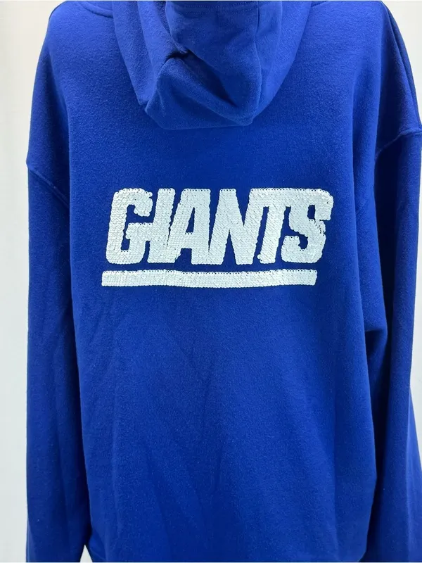 NFL Royal Blue NY Giants Pullover Hoodie XL White Logo Sequins Rhinestone Glam - Image 6