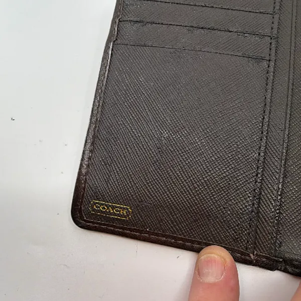 Coach Brown Signature Canvas Flap Wallet - Image 7