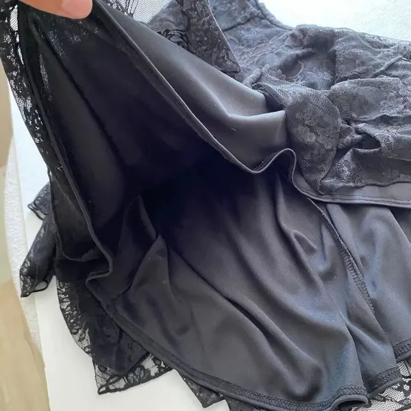 NWT Black Lace Tiered Mini Dress XS Coquette Fairycore Party Dress - Image 9