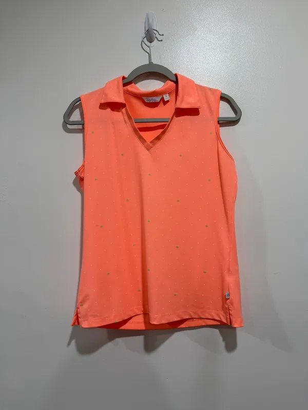 Lady Hagen Essentials Coral Sleeveless Golf Polo Top Size Small - Image 2