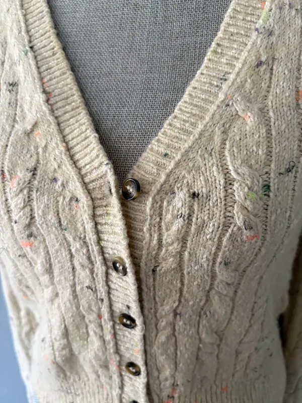 Anthropologie Pilcro micro cropped speckled cable knit cardigan sweater - Image 4