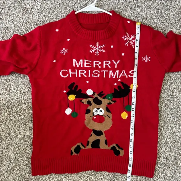 Merry Christmas Red Reindeer Googly Eyes Crewneck Sweater Holiday Ugly Christmas - Image 5