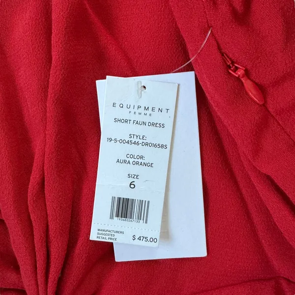 NEW Equipment Twist Front Midi Dress Red-Orange - Image 6