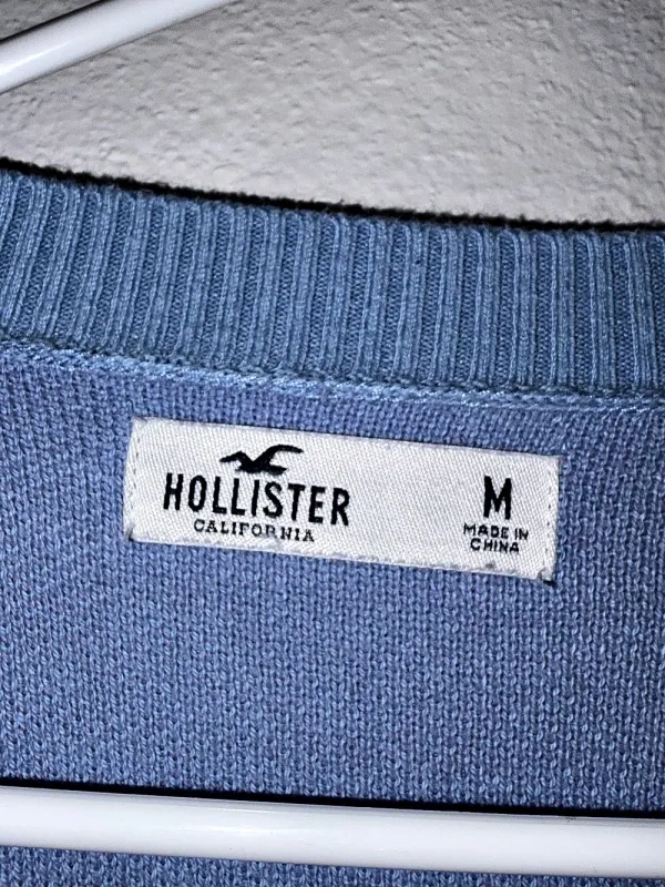 Hollister Textured Knit Crew Neck Sweater Blue & Purple Medium - Image 4