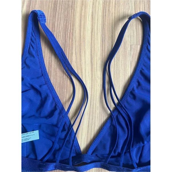 Free People Intimately Sapphire Bralette Ribbed Velvet Blue Triangle Bra L - Image 6