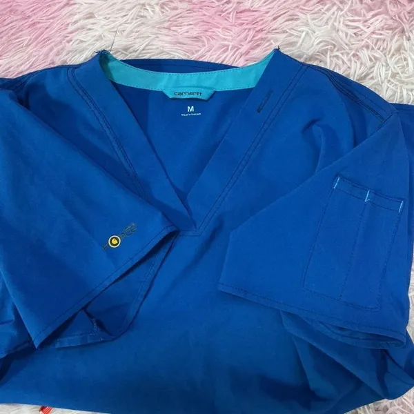 Carhartt‎ Vital Blue Scrub Top Medical Uniform Work Wear V Neck Nurse - Image 3
