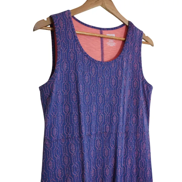 Duluth Trading Co Women's Size Small Purple Pink Geometric Print Maxi Dress - Image 4