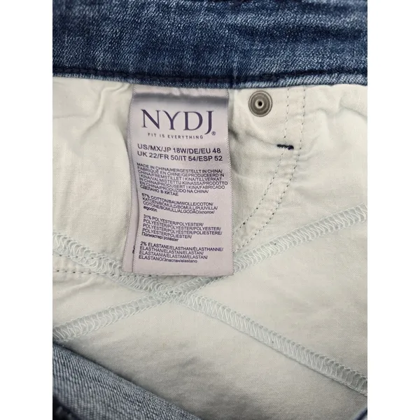 NYDJ Jeans Womens 18W Lift Tuck Cropped Flare Blue Side Stripe Frayed Hem EUC - Image 5