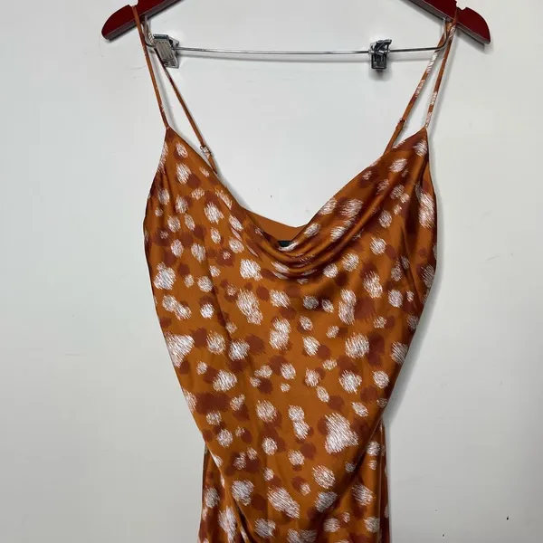 Bardot Printed Slip Dress Sketch Spot Copper Gold Womens 8 - Image 3