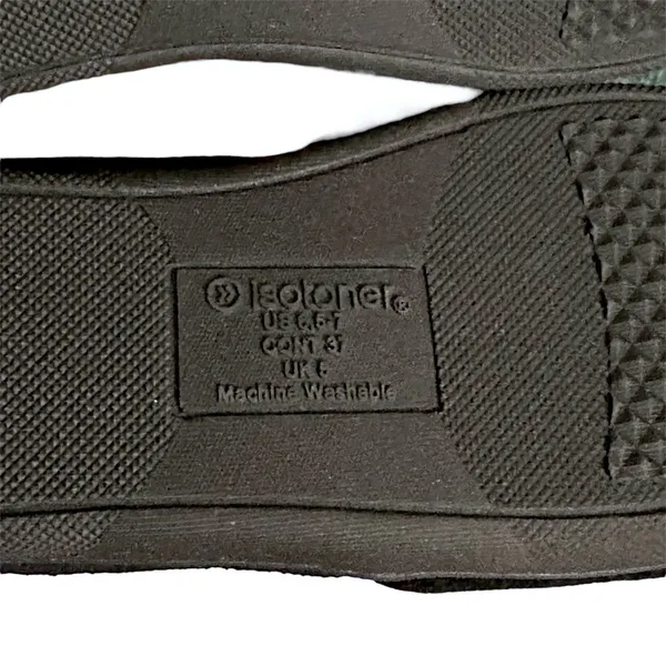 Isotoner Indoor/Outdoor Black Microterry Satin Trimmed Slippers Size 6.5-7 - Image 8