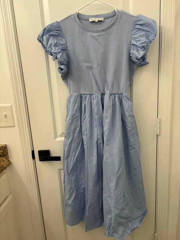 English factory puff sleeve mixed media midi dress - Image 5