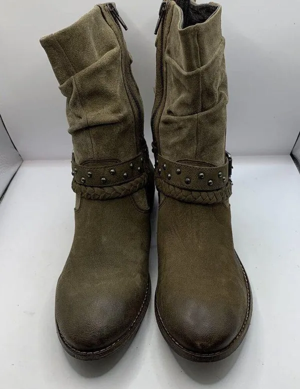 Matisse Outback Mid Calf Boots size 7.5M tan brow leather Buckle - Image 2