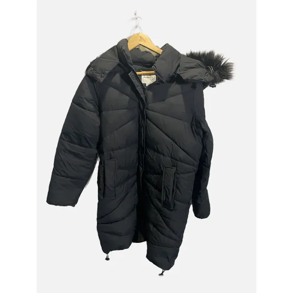 Sam Edelman Puffer Jacket Women Small Black Faux Fur Hood‎ Parka Winter Coat - Image 2