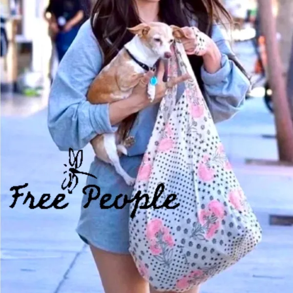 NWOT Free People boho gauzy fabric tote 14”x15”, lightweight, packable - Image 2