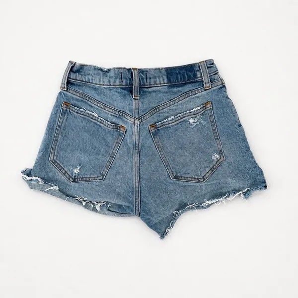 Abercrombie & Fitch Blue Denim Cutoff Shorts High Rise Distressed Frayed Hem 25 - Image 2