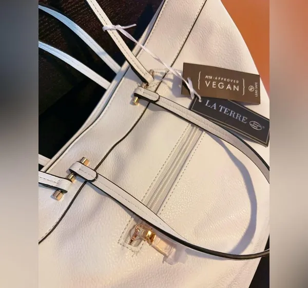 La Terre vegan leather shoulder bag double strap handbag lead safe studded NWT - Image 3
