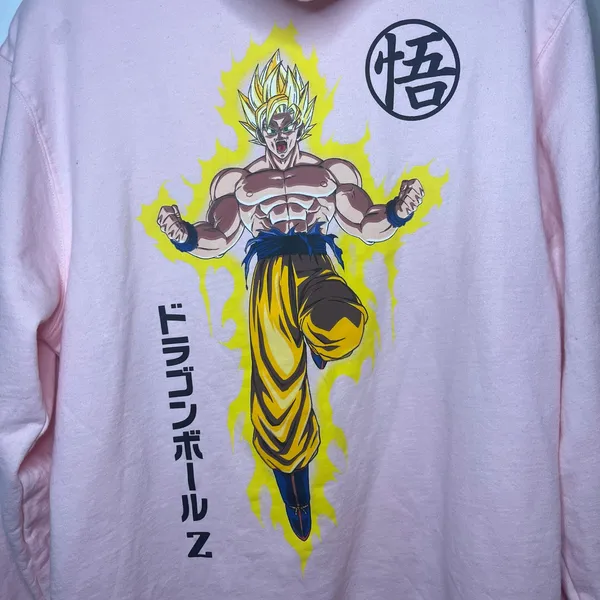 Dragon Ball Z Goku Pink Hoodie Super Saiyan‎ Anime Graphic Pullover Sz Small - Image 6
