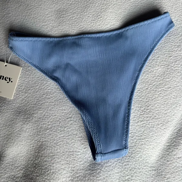 Honey Swim Marina Blue Ribbed Bikini Bottom - Image 2