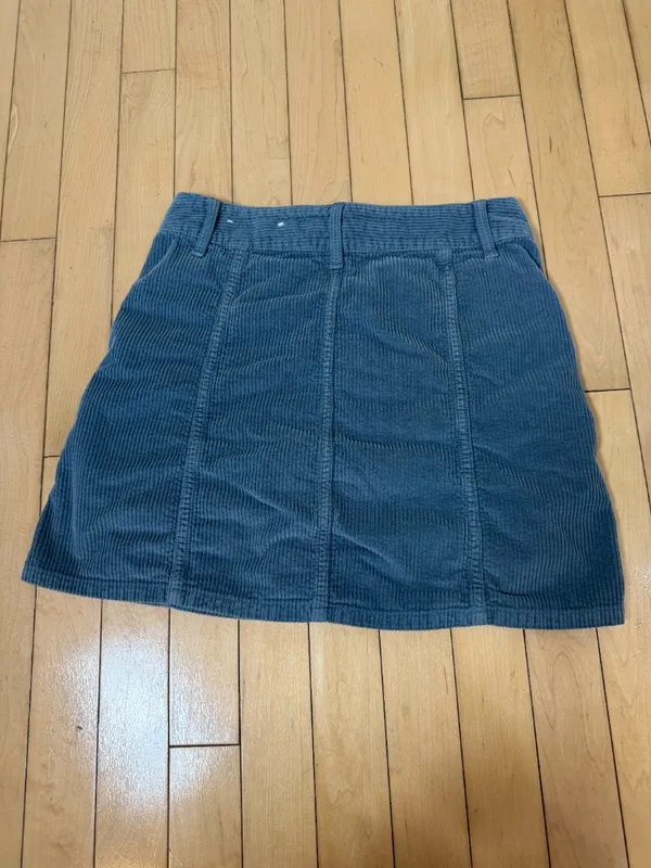 American Eagle Hi Rise A Line Grey Corduroy Zip Front Mini Skirt Size 0 - Image 6