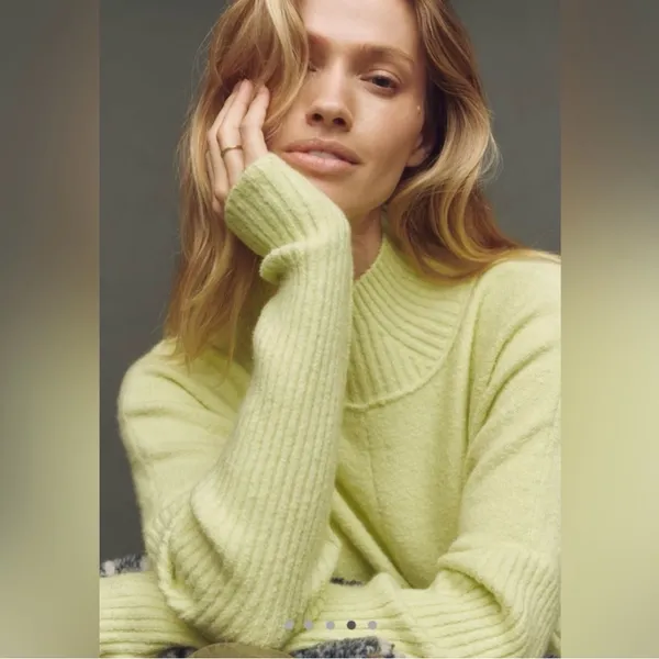 Anthropologie Maeve Gretchen Mock Neck Cozy Sweater Yellow Wool Blend‎ - Image 3