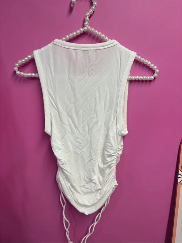 Wilfred White Sleeveless Ruched Side Tank Top - Image 2