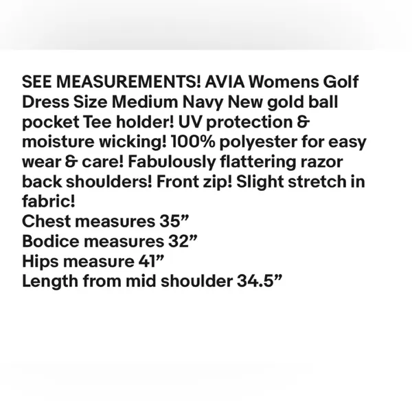 AVIA Womens Golf Dress Size Medium Navy Golf Ball Pocket Tee Holder New - Image 9