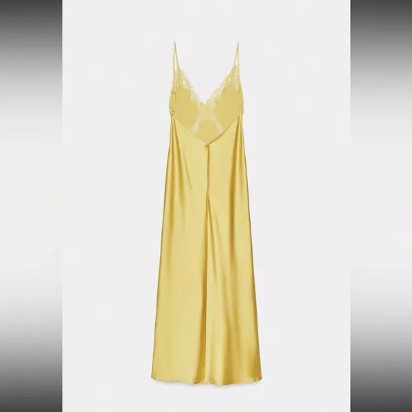 Zara Women's SATIN LACE MIDI DRESS S - Image 2