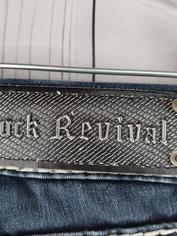 Rock Revival Vivian Fleur-De-Lis Dark Blue Embellished Y2K Skinny Bling Jeans - Image 8