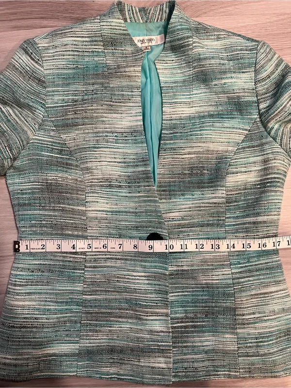 Jones studioTeal‎ and Cream Textured Bouclé Blazer Blue Size 8 - Image 6