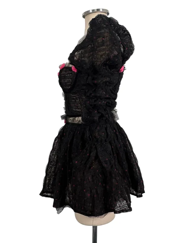 NEW For Love and Lemons romantic gothic coquette corset top mini skirt Set - Image 4