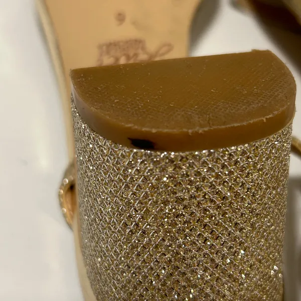Jewel Badgley Mischka Danni II Block Heel Sandals Gold Silver Size 6 - Image 11