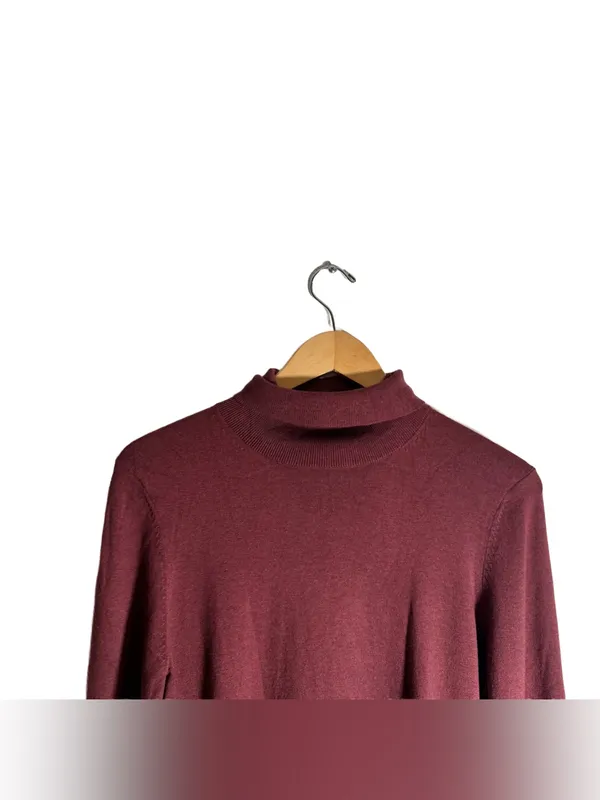 Banana Republic Turtleneck Sweater Women's Large Silk Cashmere Blend Mauve Fall - Image 2