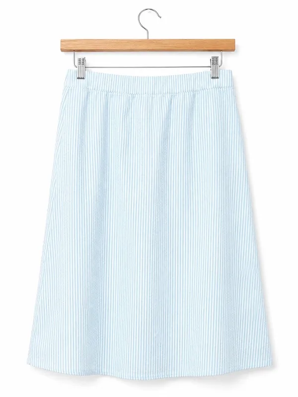 Light Blue and White stripes Maxi Button-Front Skirt - Women - Image 3