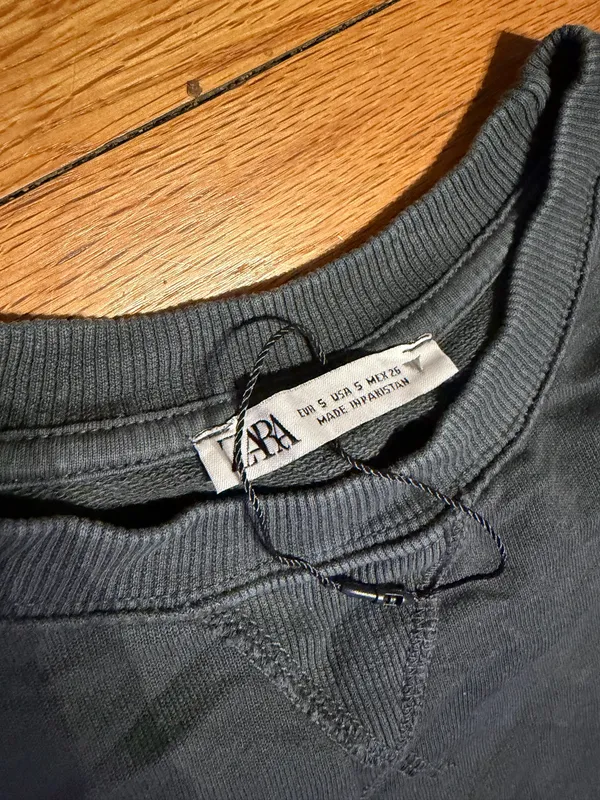 NWOT Zara Lounge Matching Set shirt/pants drawstring Coord top Sz S/M charcoal - Image 5