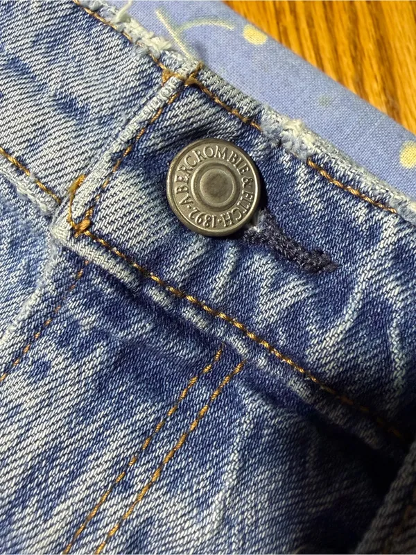 Abercrombie & Fitch Blue Distressed Denim Cutoff Shorts - Image 4