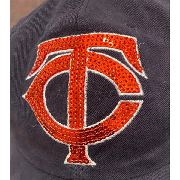 Minnesota Twins Womens Adjustable Hat Navy Sequin TC Logo MLB Baseball Cap Faded - Image 3