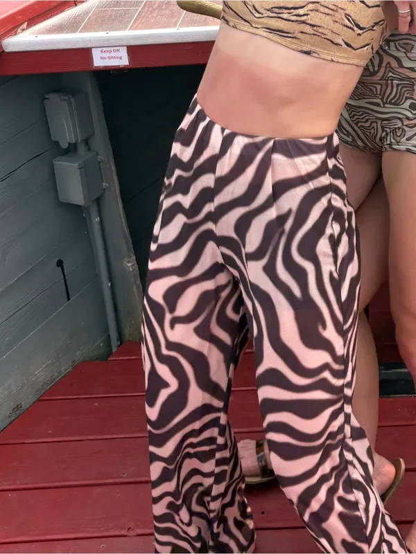 H&M Divided Brown and Pink Zebra-Print Pull-On Pants - Image 3