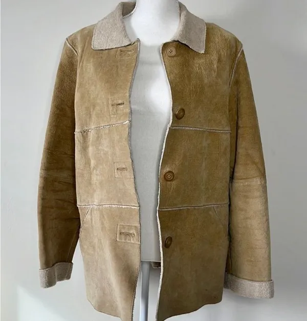 Vintage Suede Leather Jacket Tan Size M - Image 2