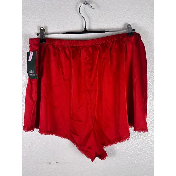 Wild Fable Red Satin Boxer Shorts Lace Trim Sleepwear XXL‎ NWT - Image 2