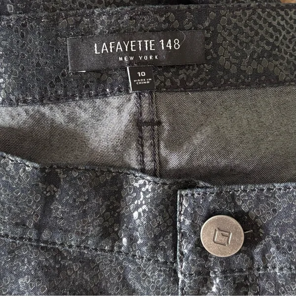 Lafayette 148 Black Shimmer Snakeskin Slim Leg Jeans Size 10 - Image 12