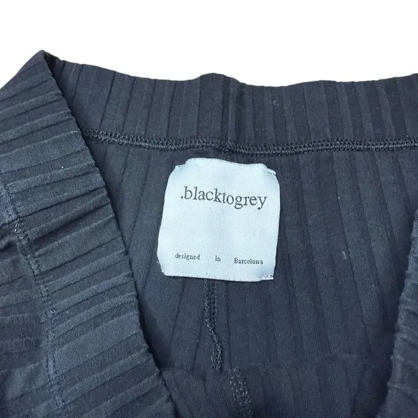 BlacktoGrey Black Ribbed Flare Leggings High Waisted Cotton Large - Image 2