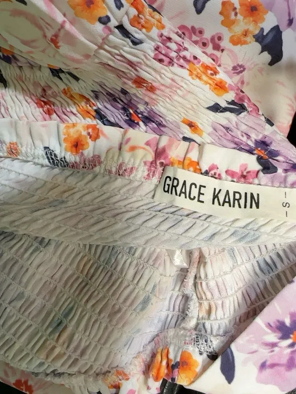 GRACE KARIN Floral Smocked Ruffle Maxi Dress Size S - Image 12