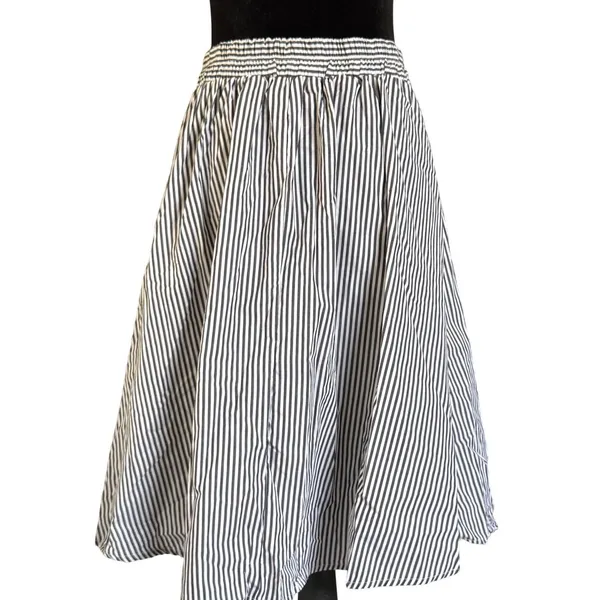 NWT Cottagecore Striped Midi Skirt Womens Large Black White Tie Waist‎ A-Line - Image 4