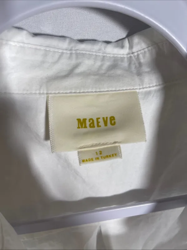 Maeve Anthropologie Womens White Sleeveless Button Down Tunic Blouse Cotton 12 - Image 4
