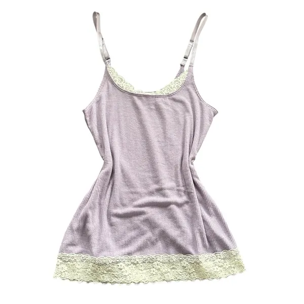 Urban Outfitters Y2K Out‎ From Under Lilac Lace Trim Ribbed Cami Tank Top Coquette Balletcore M - Image 2