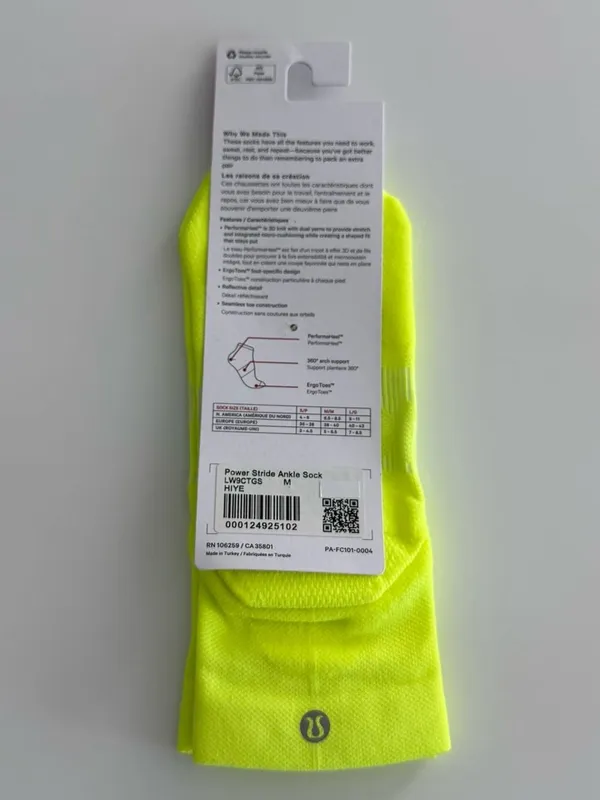 Lululemon Power Stride Ankle Sock Highlight Yellow Medium - Image 13
