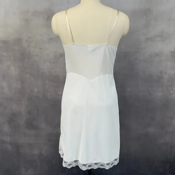Vintage JCPenney Full Slip Dress‎ Women 36 14 Lace Trim Mini Coquette Balletcore - Image 2