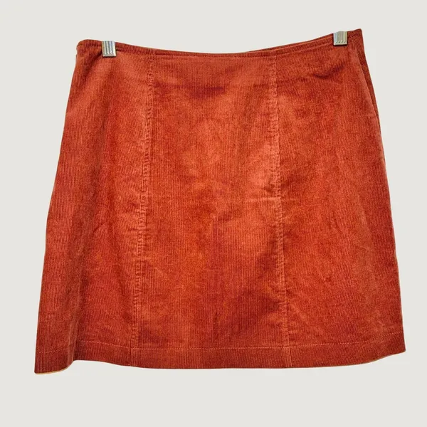 138 | NWT Hippie Rose Corduroy Button Front‎ Mini Skirt Rust Orange Women M - Image 2